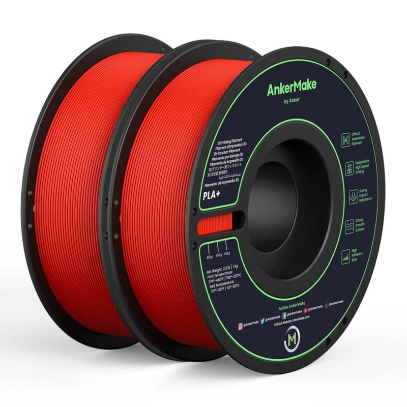 Anker AnkerMake PLA+ 3D Printing Filament (2 Pack) - Red - اكسسوارات طابعة